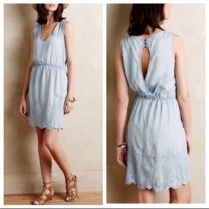 Embroidered chambray sundress with pen back